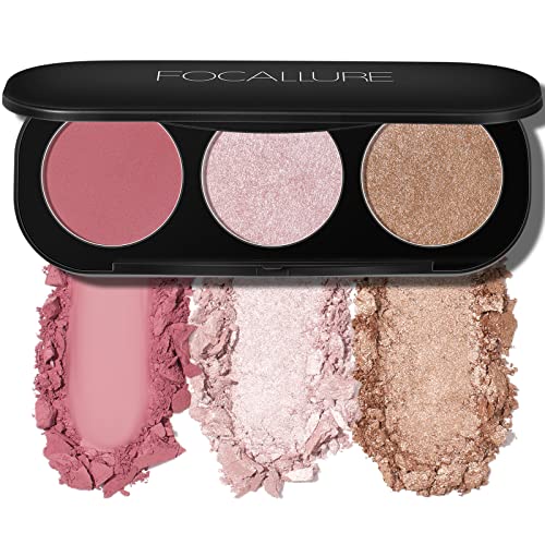 FOCALLURE Makeup Palette - Long-Lasting Blush & Highlighter, Cruelty-Free, Waterproof - #03