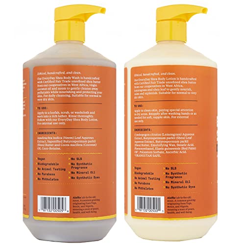 Alaffia EveryDay Shea Body Lotion Set - Moisturizes & Cleanses with Shea Butter, 32 Fl Oz Each