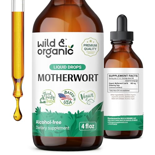 Wild & Organic Motherwort Tincture - Mood Support, Alcohol-Free, Vegan - 4 fl oz