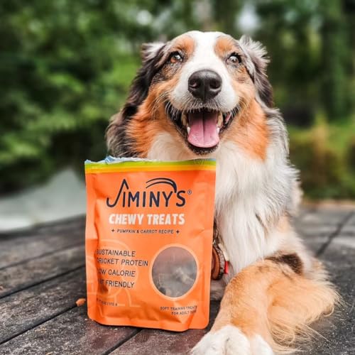 Jiminy's Chewy Cricket Dog Treats - Hypoallergenic, Supports Gut Health, Pumpkin & Carrot - 6oz