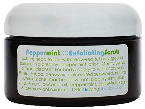 Living Libations Body Scrub - Softens Skin, Organic Ingredients, Minty Fresh - 4 oz