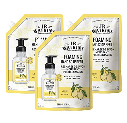 J.R. Watkins Hand Soap Refill - Moisturizing Lemon Foam, Cruelty-Free & Natural - 28 fl oz, 3 Pack