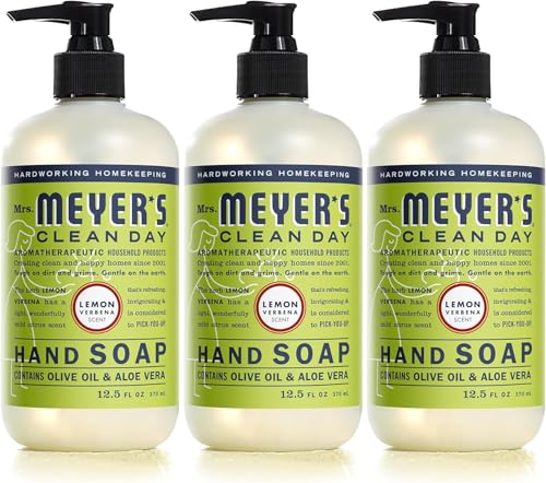 Mrs. Meyer's Hand Soap - Made with Essential Oils, Cruelty-Free, Lemon Verbena - 12.5 Oz (Pack of 3)