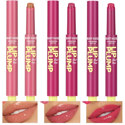 Beauty Glazed Lip Oil - Instant Plump, Hydrating, Non-Sticky Formula, Vegan - 3 Shades