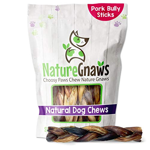 Nature Gnaws Dog Treat - Long Lasting Pork Bully Sticks, Rawhide-Free, 20 Count, 5-6"