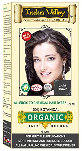 Indus Valley Herbal Hair Dye - PPD, Ammonia & Chemical Free, Gentle Color - Light Brown