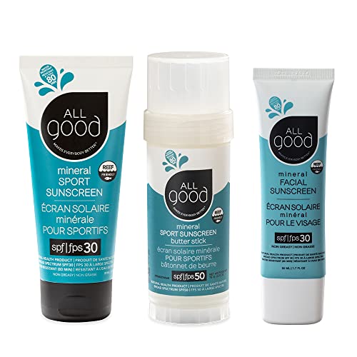 All Good Sport Sunscreen Bundle - Broad Spectrum Protection, Reef Safe Ingredients - SPF 50 & 30