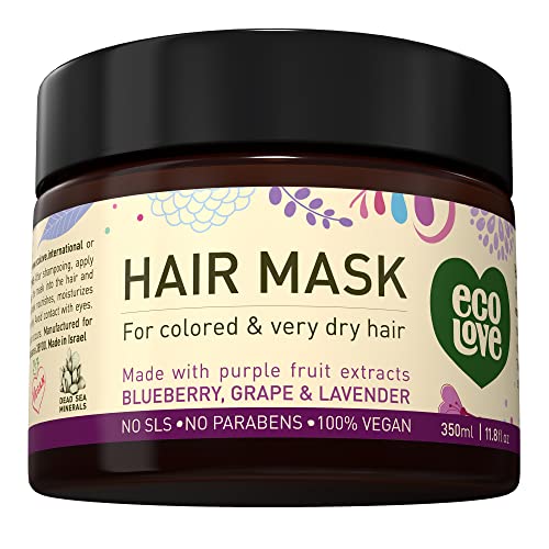 ecoLove Hair Mask - Deep Conditioning for Dry Damaged Hair, Lavender Extract, Vegan - 11.8oz