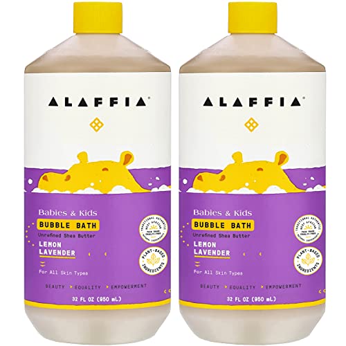 Alaffia Baby Bubble Bath - Gentle Cleansing, Calming Lavender & Lemon, Plant-Based - 32oz x 2