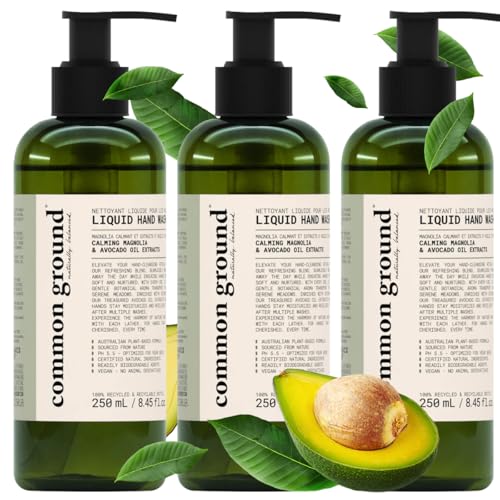 COMMON GROUND Hand Soap - Hydrating Avocado Oil, Vegan, Paraben-Free - 8.4 Fl Oz (3 Pack)