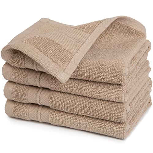 Oeko-Tex Cotton Washcloth Set - Soft, Absorbent, Versatile for Body & Face - 4 Pack, 13x13 in