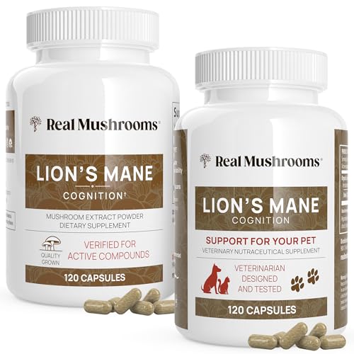 Real Mushrooms Lion's Mane Supplement - Cognitive Boost, Immune Support, Vegan, Non-GMO - 120ct