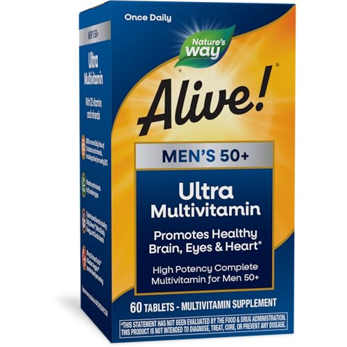 Nature's Way Alive! Men's 50+ Multivitamin - Supports Brain, Eye & Heart Health - 60 Tablets