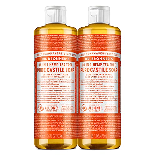 Dr. Bronner's Body Soap - Organic Oils for Acne, Dandruff & Multi-Use, 2-Pack 16oz