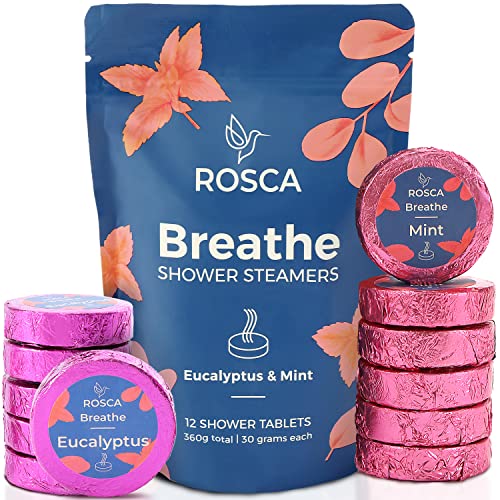 ROSCA Eucalyptus & Mint Shower Steamers - Aromatherapy Relief, Natural Ingredients - 12 Pack