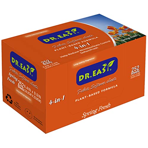 DR.EASY Dryer Sheets - Plant-Based Fabric Softener, Reduces Static & Wrinkles - 252 Ct