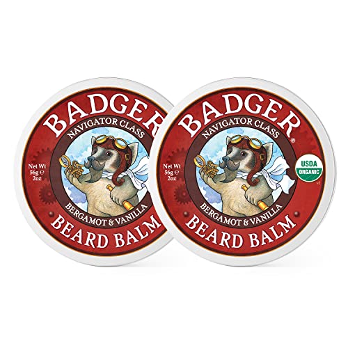 Badger Beard Balm - Organic Moisturizer & Styling Aid with Jojoba & Baobab Oils - 2 oz, 2 Pack