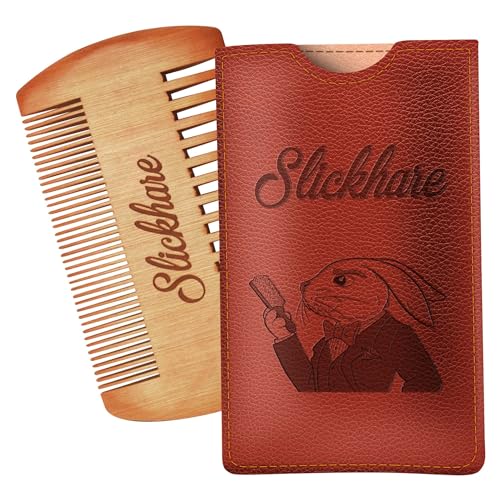 Slickhare Pearwood Beard & Mustache Comb - Antistatic, Durable, Compact Design for Grooming