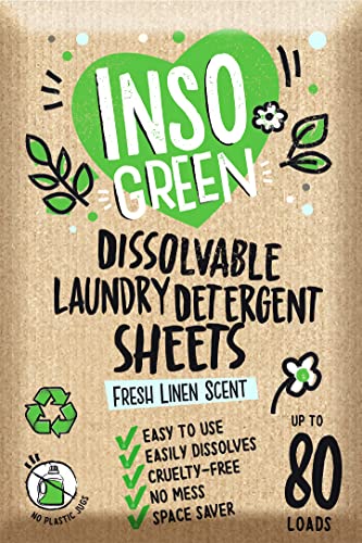 Eco Laundry Detergent Sheets - Powerful Stain Removal, Zero Plastic Waste - 40 Sheets for 80 Loads