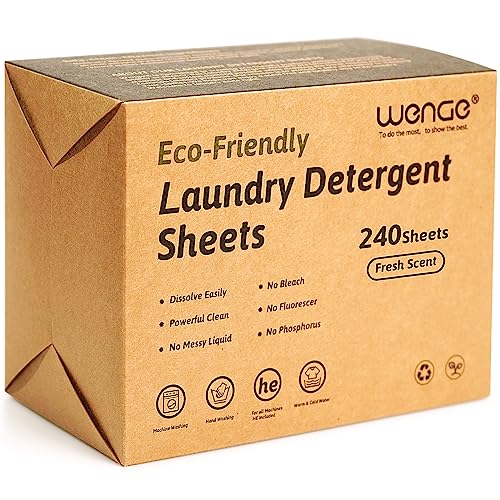 Wenge Laundry Detergent Sheets - Hypoallergenic, Plant-Based, Plastic-Free - 240 Strips