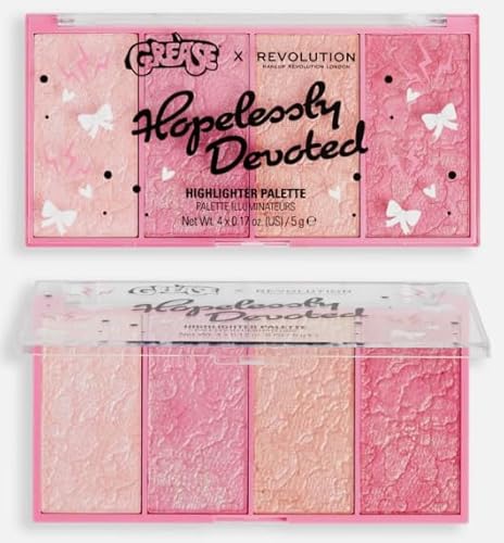 Makeup Revolution X Grease Highlighter Palette - Brightening, Vegan, Fragrance-Free - 4 x 0.17 oz