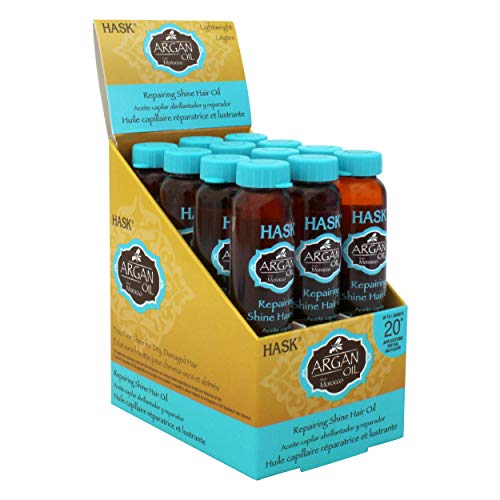 HASK Argan Hair Oil - Restores Shine, Frizz Control, Gluten-Free, 12 Vials for All Hair Types