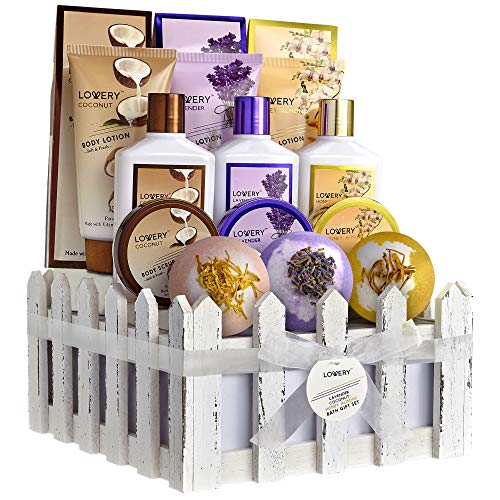 Lovery Bath and Body Set - Nourishing Almond & Lavender, All-Natural Ingredients - 16 Pieces