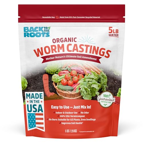 Back to the Roots Worm Castings - All Natural Fertilizer, Enrich Soil, 5lb Value Pack