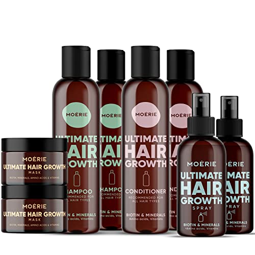 Moerie Hair Care Set - Boosts Volume & Strength, Natural 77 Minerals, 8.45oz Each - 8 Items