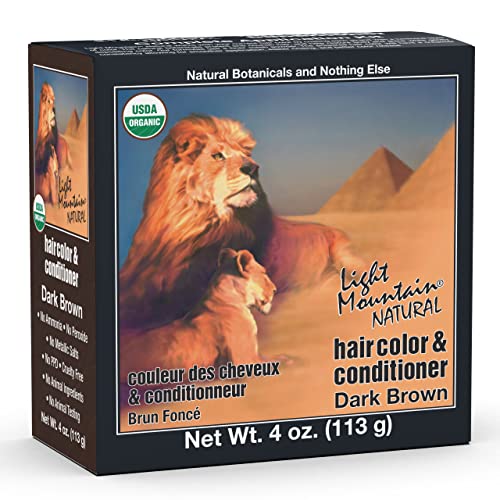 Light Mountain Hair Dye - Nourishing Dark Brown Color, Organic Henna & Botanicals - 4 Oz