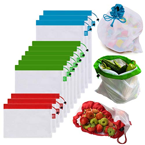 BB Brotrade Reusable Mesh Produce Bags - Lightweight, Washable, Multi-Purpose - Set of 12