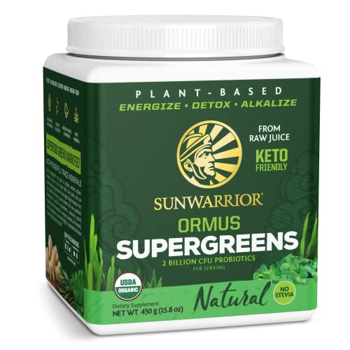 Sunwarrior Superfood Powder - Boosts Vitality, 2B CFU Probiotics, Organic Greens - 90 Servings