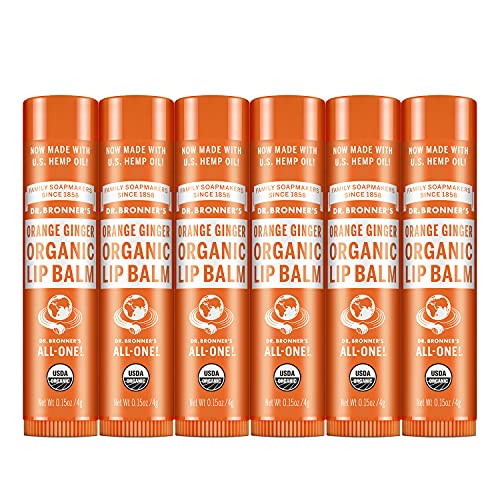 Dr. Bronner's Organic Lip Balm - Moisturizing Beeswax & Avocado Oil, Versatile Care - 6-Pack