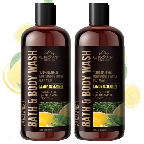 The Crown Choice Body Wash - Moisturizing Organic Lemon Rosemary, pH Balanced - 12oz Pack of 2