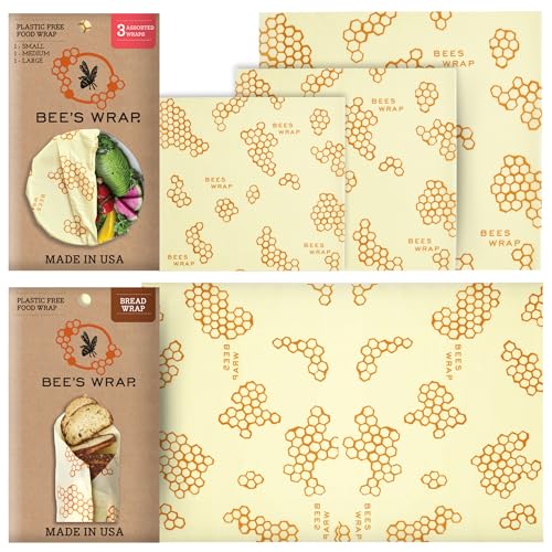 Bee's Wrap Best Sellers Bundle - Reusable Beeswax Food Wraps, All-Natural Ingredients - 3 Sizes & XL