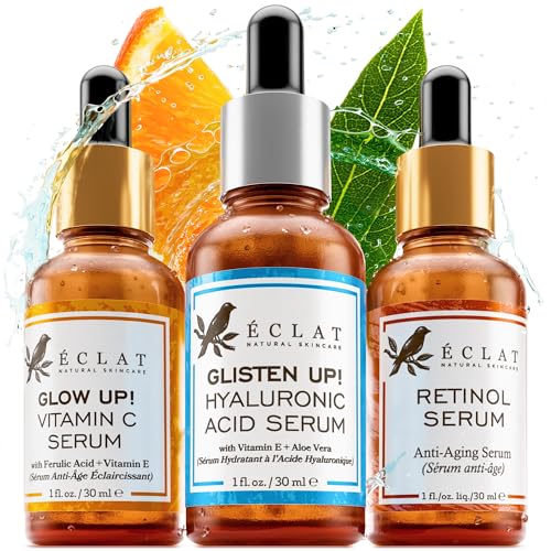 Eclat Skincare Face Serum Trio - Anti-Aging, Hydrating, Dermatologist Tested - 3 Pack