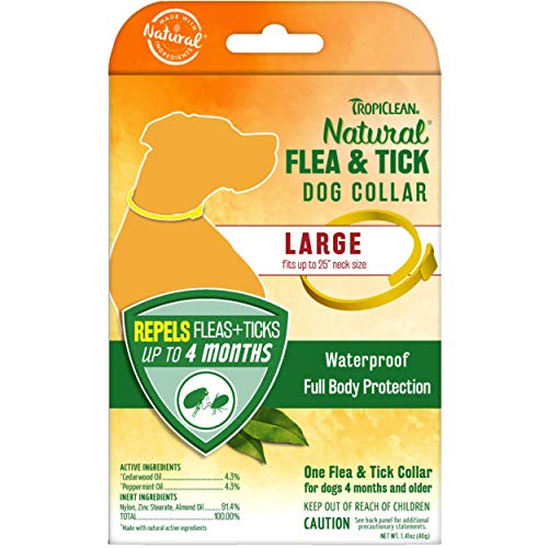 TropiClean Natural Flea & Tick Collar for Large Dogs - Long-Lasting Pest Control, Adjustable Fit