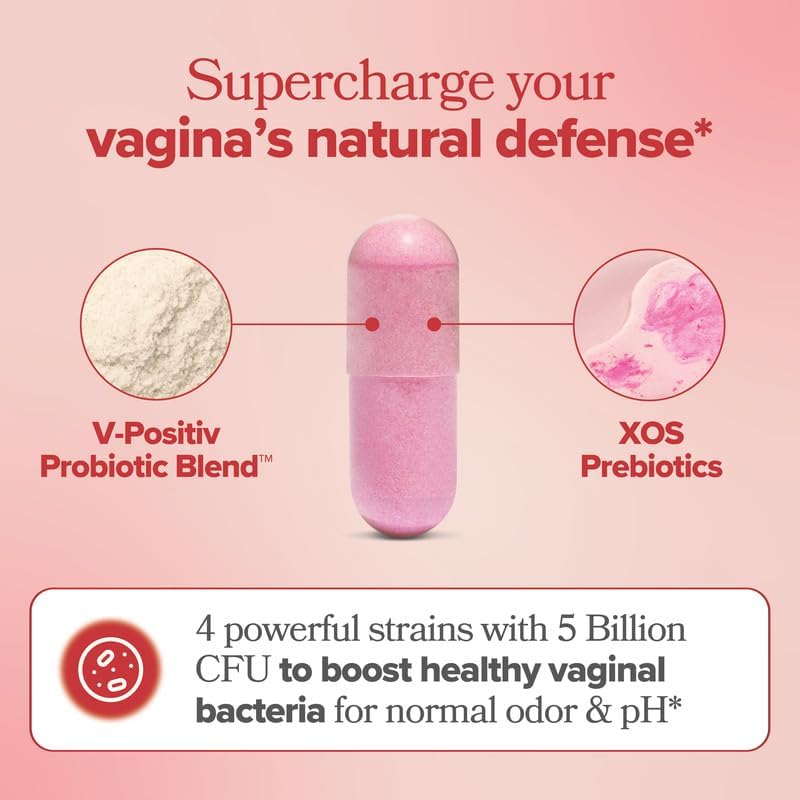 URO Vaginal Probiotic - Supports pH Balance & Vaginal Flora, Vegan & Non-GMO - 60 Capsules