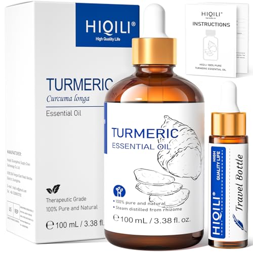 HIQILI Turmeric Essential Oil - Promotes Radiant Skin, Pure & Unfiltered - 100ML