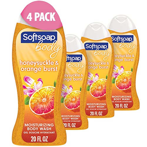 Softsoap Body Wash - Moisturizing with Real Orange Extract, pH Balanced, 20oz, 4 Pack