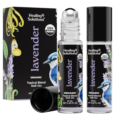 Healing Solutions Lavender Roll-On Perfume Oil - Calming Aroma, USDA Organic - 2 Pack