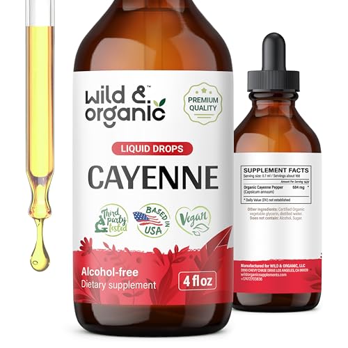 Wild & Organic Cayenne Pepper Tincture - Digestive Support, Alcohol-Free, Vegan - 4 oz