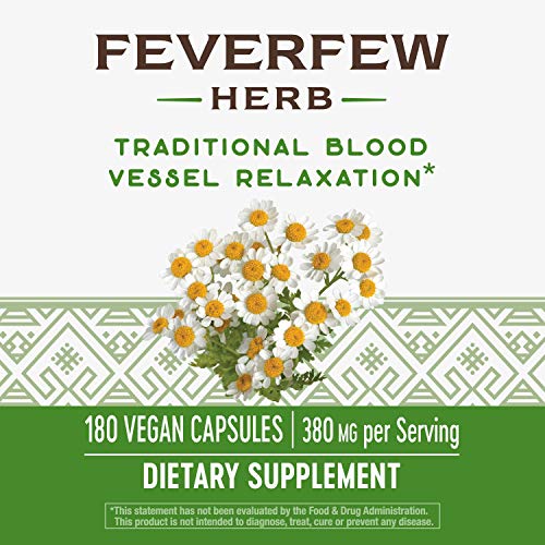 Nature's Way Feverfew Herbal Supplement - Supports Blood Vessel Relaxation, Non-GMO - 180 Vegan Caps