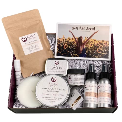 Nourishing Spa Gift Set for Women - Relaxing Vanilla Orange, Custom Greeting - 9 Natural Essentials