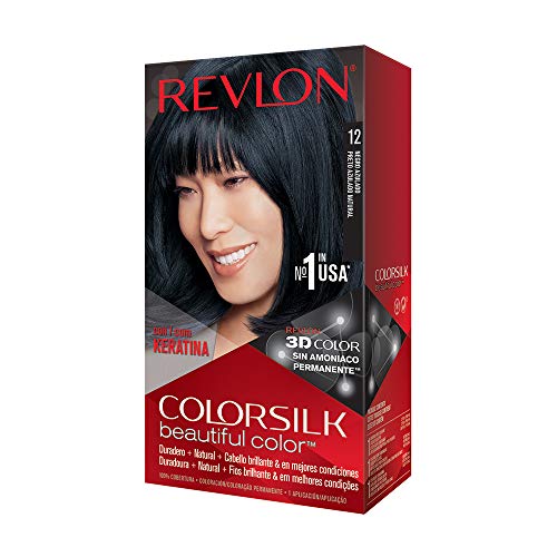 Revlon Colorsilk Permanent Hair Color - 100% Gray Coverage, Keratin Enriched - Natural Blue Black