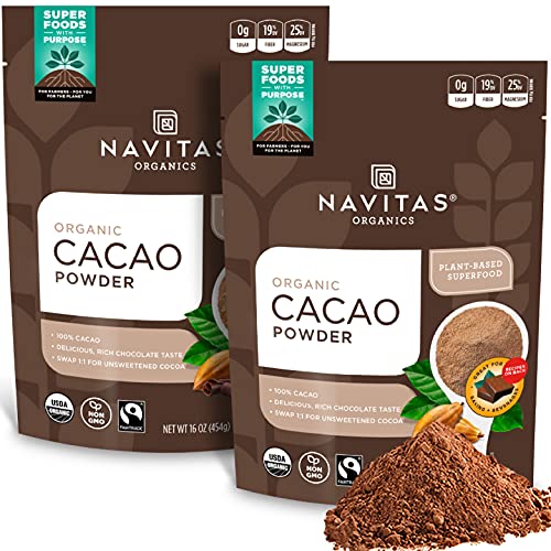 Navitas Organics Cacao Powder - Rich Chocolate Flavor, Organic, Fair Trade, Non-GMO - 32oz