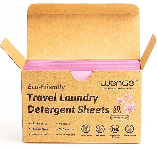 Wenge Laundry Detergent Sheets - Hypoallergenic, Plastic-Free, Cherry Blossom Scent - 30 Sheets