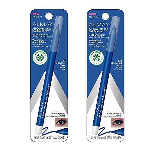 Almay All-Day Intense Gel Eyeliner - Bold, Waterproof, EWG Verified - Nocturnal Navy, 2-Pack