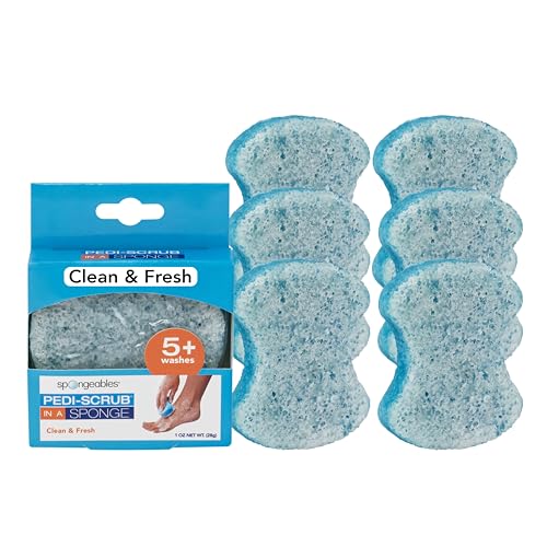 Spongables Pedi Scrub Foot Exfoliating Sponge - Hydrating, Dual-Textured, 6 Count