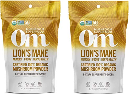 Om Mushroom Superfood Powder - Supports Memory, Focus & Nerve Health - 2 Pack, 3.5oz